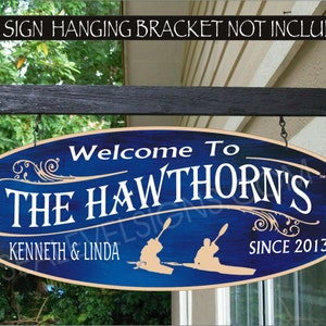 KAYAK Lake House River Rafting Gift Family Name Custom Personalized Sign