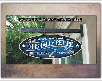 Boat anchor O'FISHALLY RETIRED Boat Dock Nautical Captains Gift, Family Name Custom Personalized Exterior / Interior Painted Sign