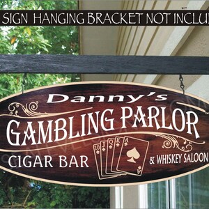 Gambling House Parlor, Playing Cards, Gambling Gifts For Him, Poker Card Room, Custom Personalized Sign