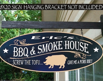Barbecue Gift BBQ PIG Smokehouse Smoker Chef Gift Family Name Sign