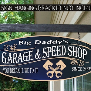 Pistons Garage And Speed Shop Muscle Car Garage Man Cave Gift Family Name Custom Personalized Sign AUTO 930
