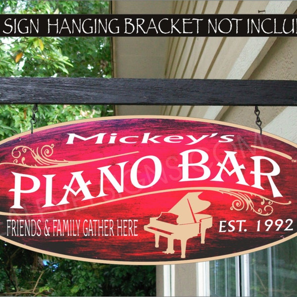 PIANO BAR Music Room Gift Family Name Custom Personalized Sign