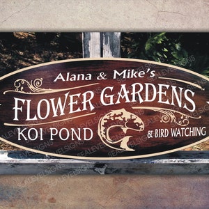 Koi Pond, Fish Pond, Fish Wall Decor, Backyard Garden, Family Name Custom Personalized Exterior Painted Sign