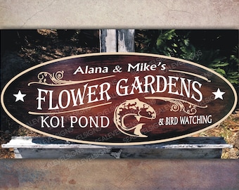 Koi Pond, Fish Pond, Fish Wall Decor, Backyard Garden, Family Name Custom Personalized Exterior Painted Sign