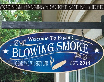 Cigar & Whiskey Bar Cigar Smoker Gift Saloon /  Man Cave Gift Custom Personalized Exterior Painted Sign