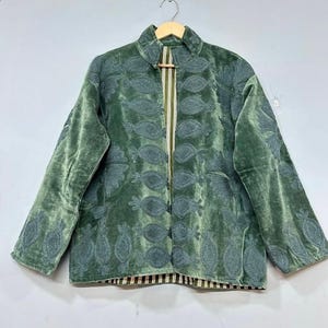 Velvet Suzani Woolen Hand Made Embroidered Cotton Women Unisex Jacket,Coat Blazer Waistcoat image 13