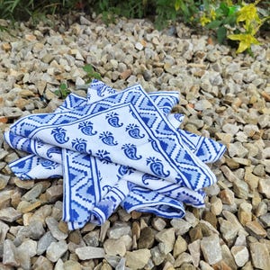 Block Printed Paisley Cotton Napkins - Set of 6 - Handmade Indian Decor