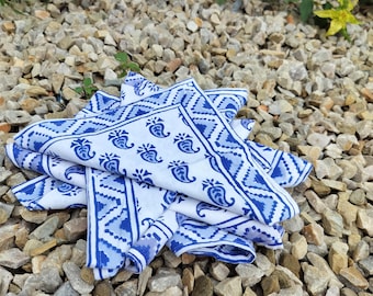 Servilletas de algodón con estampado de cachemira - Juego de 6 - Decoración india hecha a mano