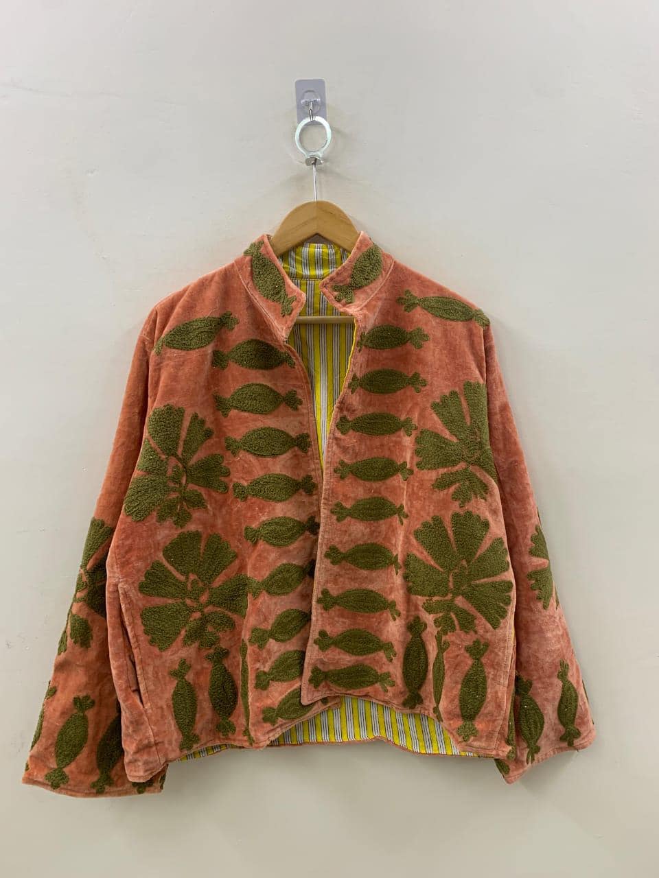 Velvet Suzani Woolen Hand Made Embroidered Cotton Women Unisex Jacket,Coat Blazer Waistcoat