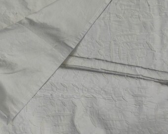 Applique Cotton Cut-Work Hand Stitched White Tan-Work Rectangular Shape Table Cloth,Table Linen