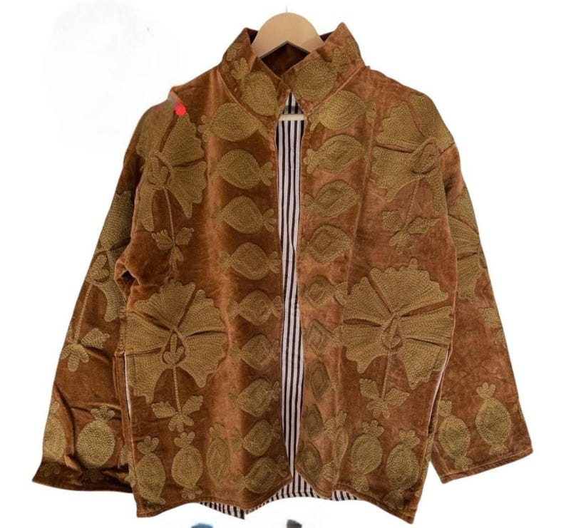 Velvet Suzani Woolen Hand Made Embroidered Cotton Women Unisex Jacket,Coat Blazer Waistcoat image 14