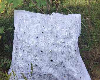 Silk Embroidered Chakra Cushion Covers: Cotton Euro Sham Pillow 2Pcs Set