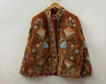 Hand Embroidered Velvet Cotton Unisex Party,Ocassion,Festival,Wear Jacket,Blazer,Coat