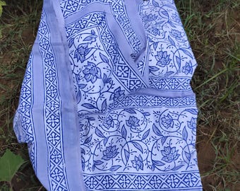 Indoor & Outdoor Rectangular Luxury Floral Block Printed Table Cloth,Table Cover With Matching Napkins