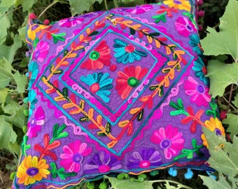 Hand Embrodiery Purpale Suzani  Work Square Cushion Cover/Euro Sham /PillowCase Set Of 2Pcs