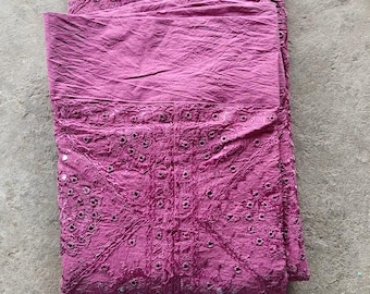 Traditional,Ethnic Hand Embroidered Silk With Mirror Work Cotton Bedding Bedspread.Throw,BedCover