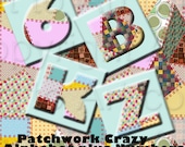 PATCHWORK Squares Alphabet DIGITAL COLLAGE sheet Images (198) make tiles, pendants, jewelry, crafts, scrapbooking, printable ABCs