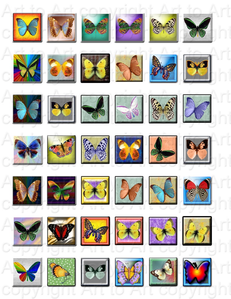 BUTTERFLIES 120 squares to make scrabble tile jewelry Etsy