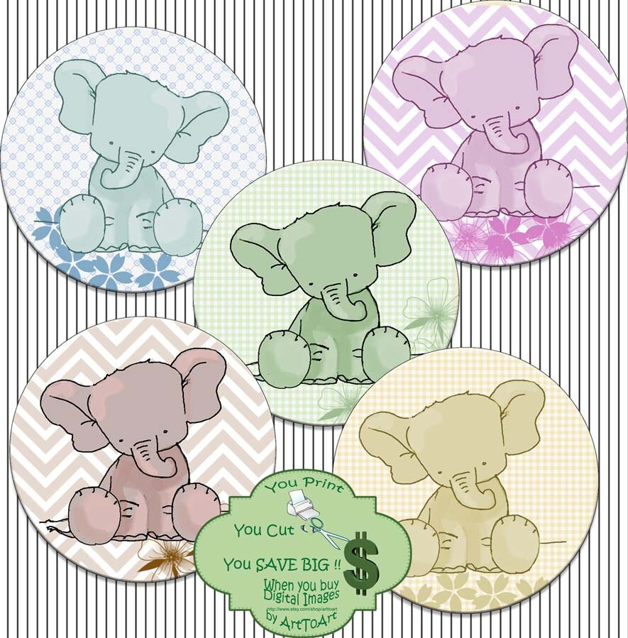 Elephant stickers Cute little Elephant 2.5 printable Etsy