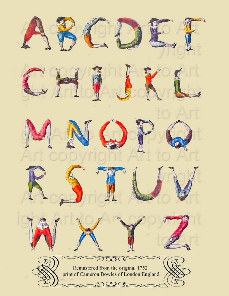 vintage alphabet wall art poster digital image 273 you