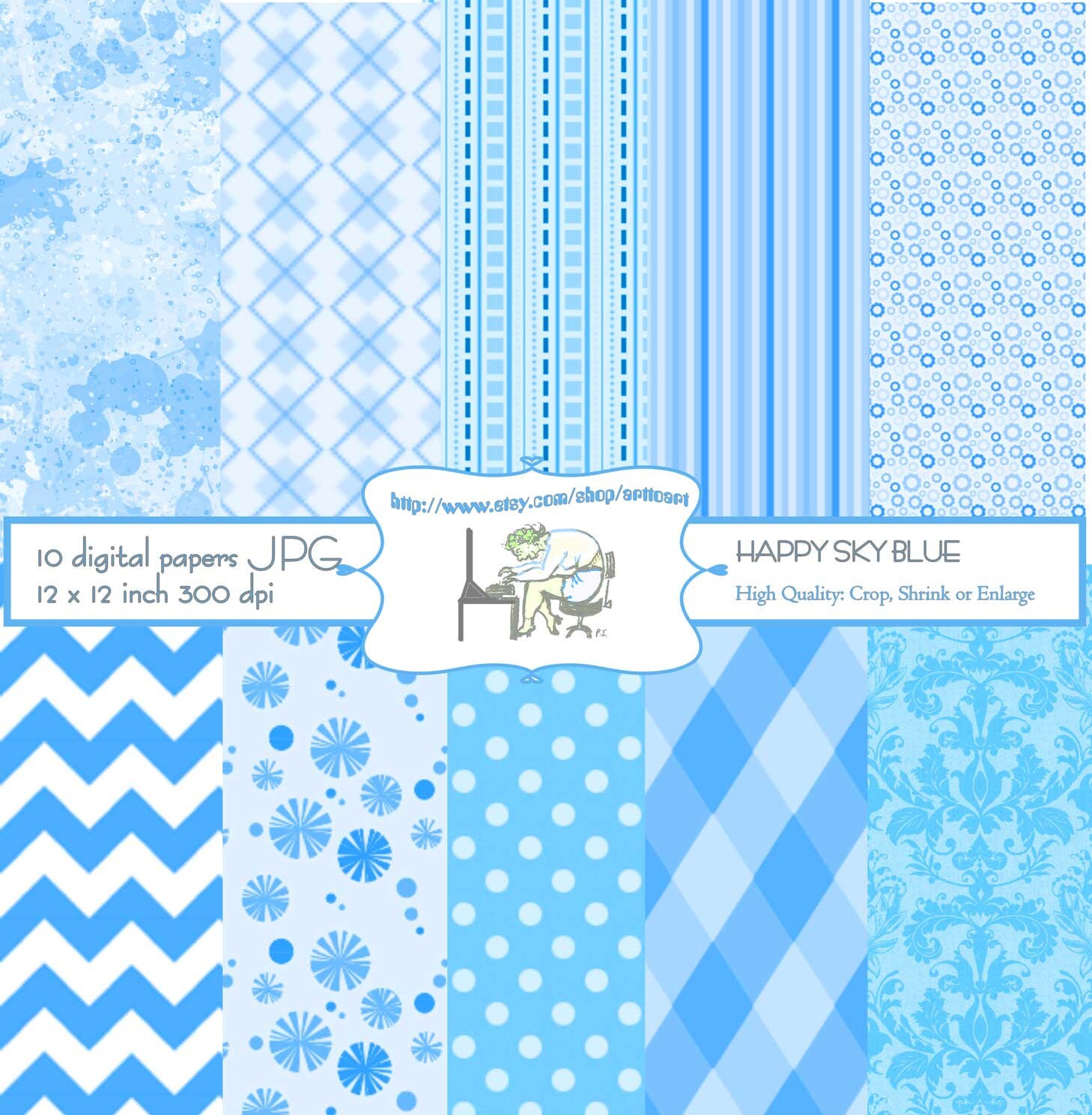 ROYAL BABY BLUE Scrapbooking paper 379 Digital paper 12 inch Etsy