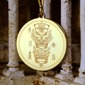 Cleopatra Pendant: Egyptian Pharaoh Medallion Necklace, Gold or Silver