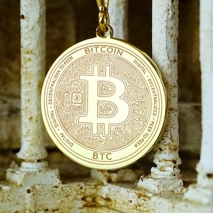Bitcoin Classic Logo Pendant Necklace Symbol of Digital Freedom in Silver, Gold Plated, Vermeil, Platinum or 14k Gold