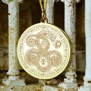 Ouroboros Dragon Pendant: Viking Runes Norse Amulet