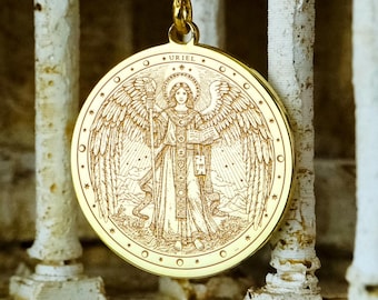 Collana con ciondolo dell'Arcangelo Uriel e saggezza spirituale, regalo di guida angelica per lui e per lei