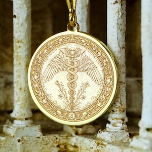 Archangel Raphael Staff Pendant Necklace–Angelic Amulet of Healing, Spiritual Balance and Divine Guidance in Silver,Gold,Vermeil or Platinum