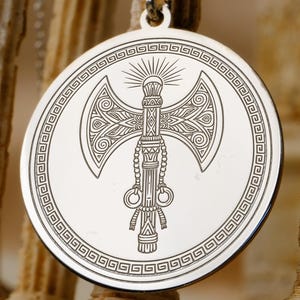 Minoan Labrys Axe Medallion: Ancient Symbol Pendant, Greek Jewelry
