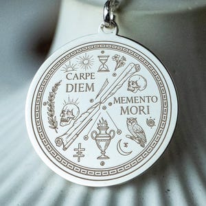Carpe Diem Memento Mori Medallion Necklace: Philosophical Reminder