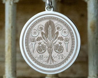 Medallón colgante sagrado de los Misterios Eleusinos, símbolo ritual griego antiguo, regalo para él y para ella