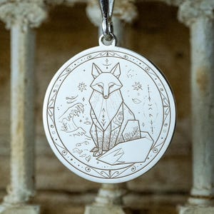 Origami Fox Necklace – Geometric Fox Medallion Pendant with Japanese Forest Symbolism