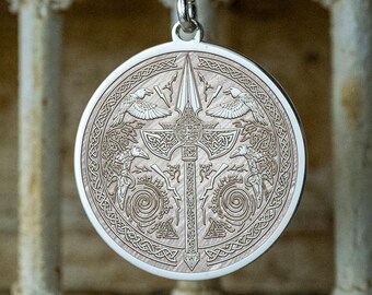 Gungnir Spear Pendant Odin’s Ravens Norse Warrior Necklace Gift for Him and Her