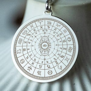 Astrological Birth Chart Medallion: Horoscope Destiny Celestial Pendant