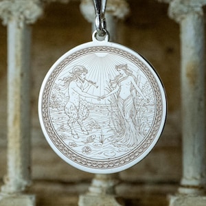 Pan und Sirinx Anhänger: Griechische Mythologie Amulett, Waldgott Halskette