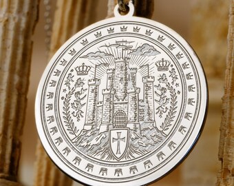 Camelot Castle Pendant Necklace, Medieval Landmark Jewelry, Arthurian Gift for Him & Her