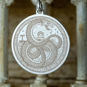Jörmungandr Serpent Pendant: Norse Yggdrasil Runes, Viking Dragon