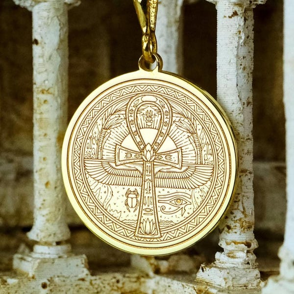 Ankh Sun Necklace – Egyptian Symbol of Life Pendant in Gold or Sterling Silver