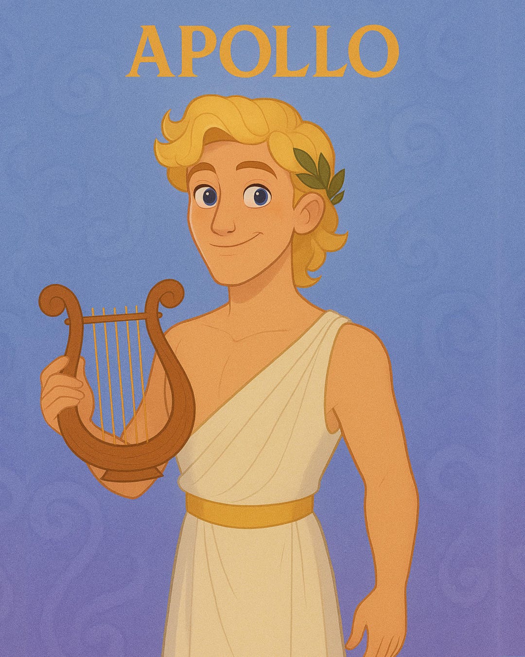DIGITAL Animation-style Apollo Art Print - Greek God of Music & Sun ...