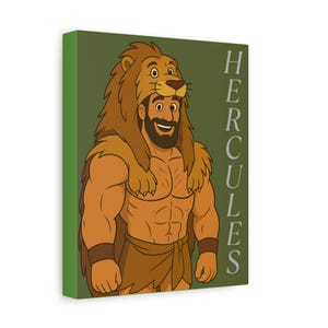 Animation-Style Hercules Art Print - Greek Hero in Lion Pelt | Mythology Wall Decor | Strongman Poster | 8x10 Gift for Fans of Legends