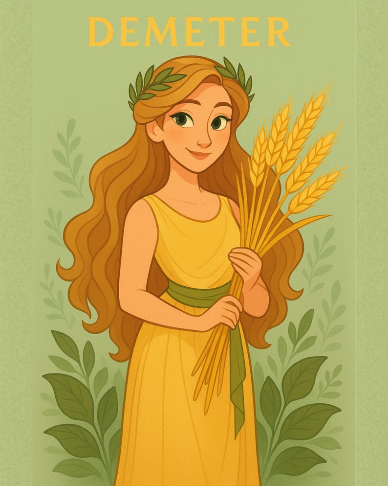 DIGITAL Animation-style Demeter Art Print - Greek Goddess of Harvest ...