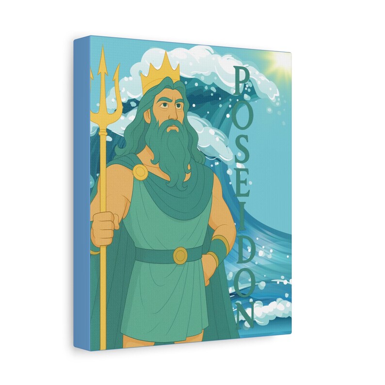 Animation-style Poseidon Art Print - Greek God of the Sea | Ocean ...