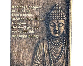 Buddha Inspirational Wall Art – 3D Engraved Wooden Plaque with Motivational Quote - Budda
