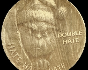 Engraved Grinch Plaque - Funny Christmas Wall Art, 3D Printed