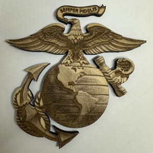 USMC Eagle Globe Anchor 3D - Engraved Military Emblem Wall Art - Marines