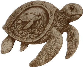 3D Illusion Sea Turtle Wall Art: Engraved Ocean Scene - Nautical Decor