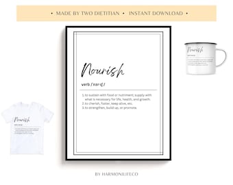 Nourish Definition Printable Poster Nourish Poster JPG Dietitian Decor PDF Nutritionist Art Kitchen Decor Health Office Art PNG