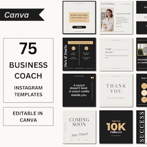 Black Elegant Coach Instagram Templates: Editable Canva Posts (Digital Download)